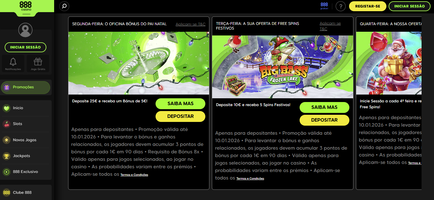 Painel de bónus da 888 Casino