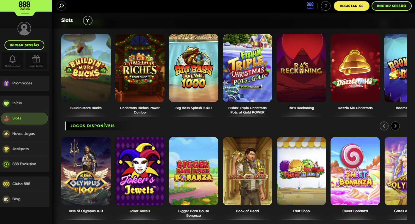 Grelha de jogos da 888 Casino