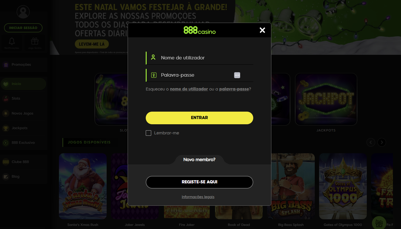 Fluxo de registo centrado na 888 Casino